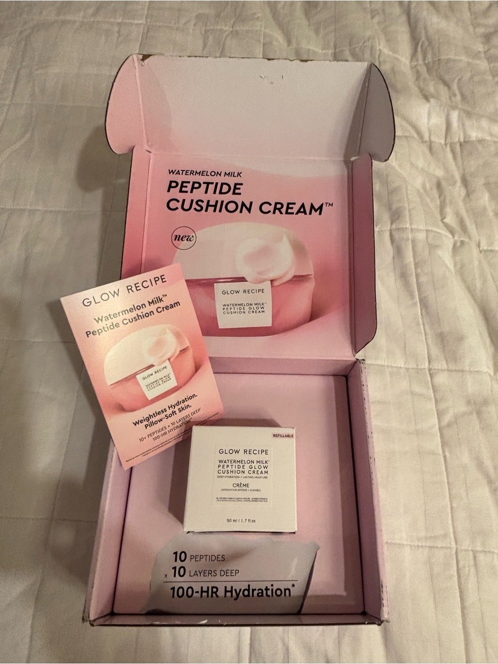 Glow Recipe Peptide Cushion Cream in Soft Pink Packaging